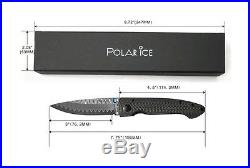 3 Damascus Blade Folding Knife 4.5 Carbon Fiber Handle COOL HAND 6002CFO-14D
