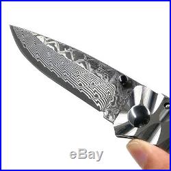 3 Inch VG10 Damascus Steel Blade TC4 Titanium Handle Frame Lock Folding Knife