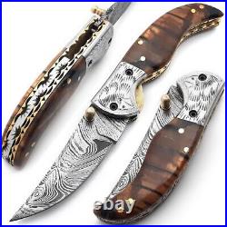 3 Pcs Lot! Forged Handmade Damascus Blade Pocket Folding Knife, Pocket Knives