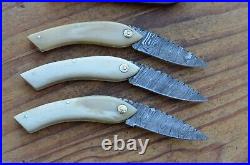 3 damascus 100% handmade beautiful folding knife From The Eagle Collection M0151