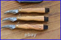 3 damascus custom made mushroom folding knife From The Eagle Collection A4716