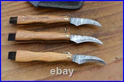 3 damascus custom made mushroom folding knife From The Eagle Collection A4716