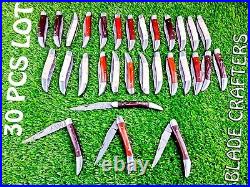 30 Pcs Lot! Forged Handmade Damascus Blade Pocket Folding Knife, Pocket Knives