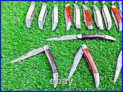 30 Pcs Lot! Forged Handmade Damascus Blade Pocket Folding Knife, Pocket Knives