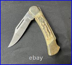 4 1/4 Hen & Rooster Damascus Lock Back Knife First Production Run 1 Of 100