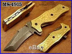 4.7ozair Custom Forge Damascus Steel Tanto Liner Lock Folding Knife Ms-4915