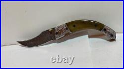 4 Damascus Pocket Knife with Engraved Handle Custom Hunting Fold Knife