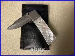 4 David Steier Custom Pearl Handle, 3 Damascus Blade Folding Liner Lock Knife