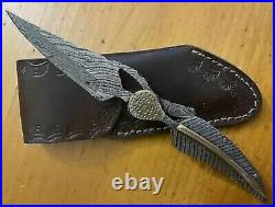 4 Inch Folding Blade Custom Made Damascus Leave Shape Pocket Knifes Lot Of 5pc