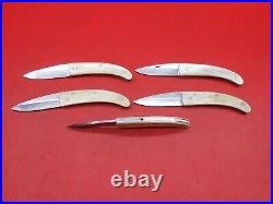 5 Pcs Handmade Damascus Steel Pocket Folding Knife Camel Bone Handle K 426