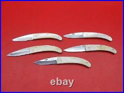 5 Pcs Handmade Damascus Steel Pocket Folding Knife Camel Bone Handle K 426