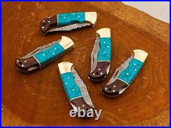 5 Pcs Handmade Folding Knives, Camping Knives, Knife For Gifts, Viking Knives set
