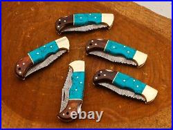 5 Pcs Handmade Folding Knives, Camping Knives, Knife For Gifts, Viking Knives set
