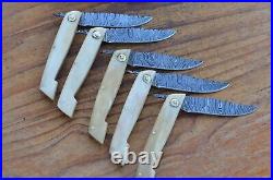 5 damascus 100% handmade beautiful folding knife From The Eagle Collection M9936