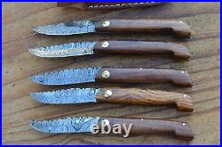 5 damascus 100% handmade beautiful folding knife From The Eagle Collection M9966