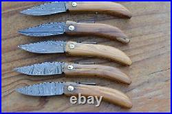 5 damascus 100% handmade beautiful folding knife From The Eagle Collection M9994