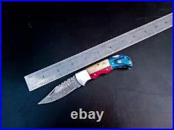 50 Pcs Lot! Custom Handmade Damascus Steel Pocket Folding Knife, Pocket Knives