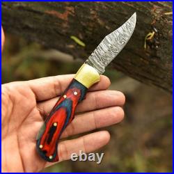 6.25 Inches Custom Hand Forged Damascus Steel Folding Pocket Knife Camping
