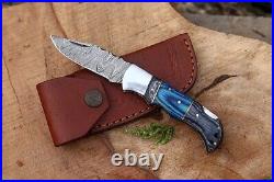 6.5 Back Lock Handmade Damascus Steel Pocket Knife Great Gift For Men Women