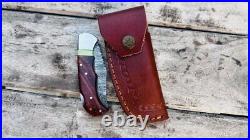 6.5 Back Lock Handmade Damascus Steel Pocket Knife Great Gift For Men Women