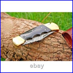 6.5 Inches Custom Handmade Damascus Steel Folding Pocket Knife Wood