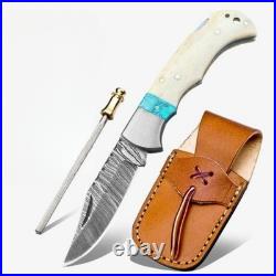 6.5 Inches Handmade Forged Damascus Steel Bone Handle Folding Knife