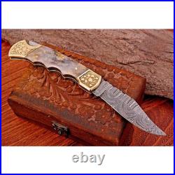 6.5 inches CUSTOM HANDMADE FORGED DAMASCUS STEEL FOLDING POCKET KNIFE 6.5 inches CUSTOM HANDMADE FORGED DAMASCUS STEEL FOLDING POCKET KNIFE