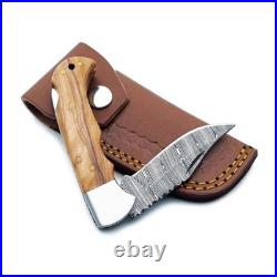 6.5 inches Damascus handmade Back Lock Folding Pocket knife Hunting Knife Pouch