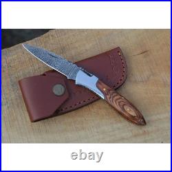 6.5 inches Damascus handmade Folding Pocket knife camping Skinner Knife \\