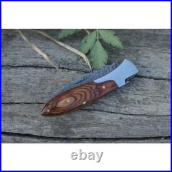 6.5 inches Damascus handmade Folding Pocket knife camping Skinner Knife \\
