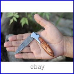 6.5 inches Damascus handmade Folding Pocket knife camping Skinner Knife \\
