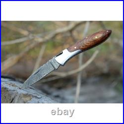 6.5 inches Damascus handmade Folding Pocket knife camping Skinner Knife \\