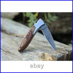 6.5 inches Damascus handmade Folding Pocket knife camping Skinner Knife \\