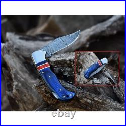 6.5 inches HAND MADE FORGED DAMASCUS STEEL FOLDING BLADE POCKET KNIFE
