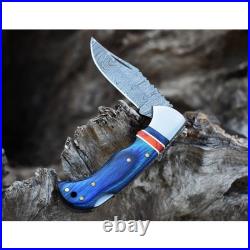 6.5 inches HAND MADE FORGED DAMASCUS STEEL FOLDING BLADE POCKET KNIFE