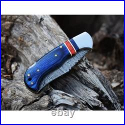6.5 inches HAND MADE FORGED DAMASCUS STEEL FOLDING BLADE POCKET KNIFE