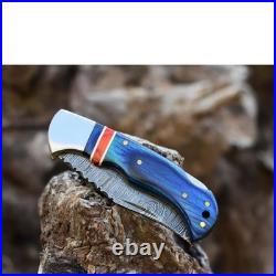 6.5 inches HAND MADE FORGED DAMASCUS STEEL FOLDING BLADE POCKET KNIFE