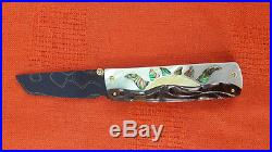 6.7 Suchat Jangtanong Custom Folding Knife Damascus Steel White Pear Abalone