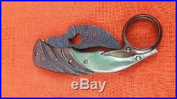 6.8 Suchat Custom Karambit Folding Knife Damascus Steel Engraved Black Pearl