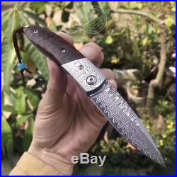 67 LAYERS VG10 DAMASCUS KNIFE CAMPING FOLDING POCKET KNIFE With SHEATH SNAKEWOOD