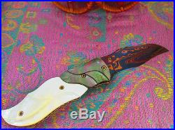 7 Custom Folding Knife Damascus steel White Black pearl craft knives Engraved
