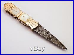 7'' Custom Hand Forged Damascus Folding Pocket Knife Mother Of Pearl HANDLE 560