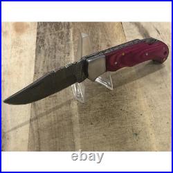 7 inch Damascus Steel Folding Knife Pink Handle Tactical Camping Pocket Blade