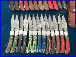 8'' Fabulous Custom Handmade Damascus Steel Puma Folding Knives Lot of 25-PCS