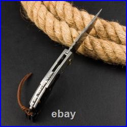 8''New Fast Opening Crushed CarbonFiber Handle Damascus Blade Pocket Knife VTF81