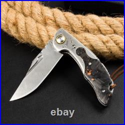 8''New Fast Opening Crushed CarbonFiber Handle Damascus Blade Pocket Knife VTF81