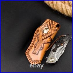 8''New Fast Opening Crushed CarbonFiber Handle Damascus Blade Pocket Knife VTF81