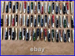 80 pieces Damascus steel Folding knives lot with Sheath, Many scale colors LT-01