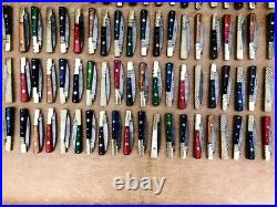 80 pieces Damascus steel Folding knives lot with Sheath, Many scale colors LT-01