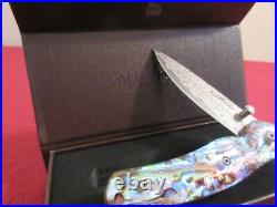 ALBATROSS 6.5'' Damascus Steel Genuine Abalone Seashells Folding Pocket Knife
